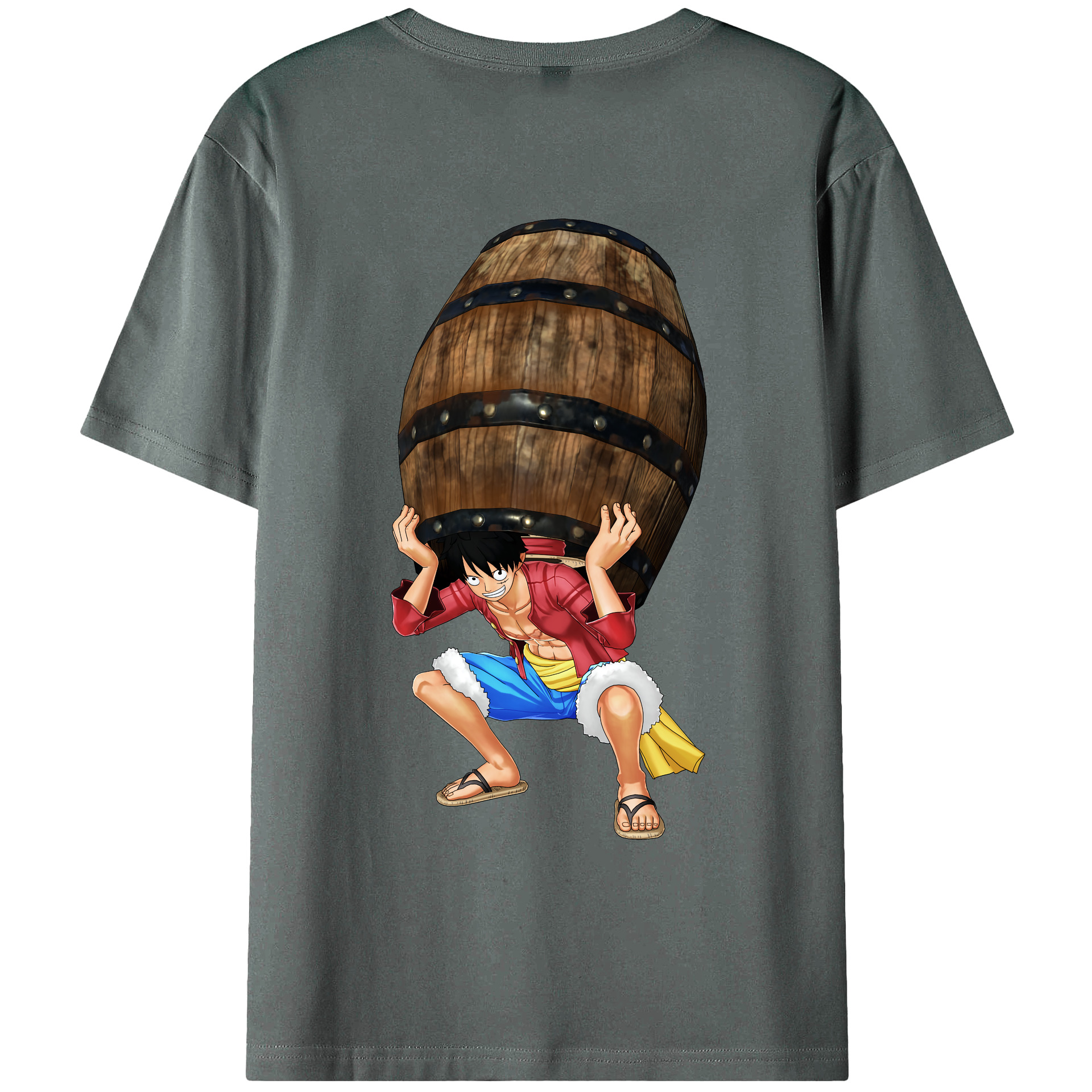 ワンピース モンキー・D・ルフィ ONE PIECE Monkey D. Luffy 綿100％ メンズ半袖Tシャツ（バックプリント） 通気性
